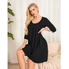 image:imageEkouaer Nightgowns for Women 34 Sleeve Nightgown Pleated SleepshirtsBlack
