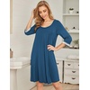 image:imageEkouaer Nightgowns for Women 34 Sleeve Nightgown Pleated SleepshirtsBlue Green