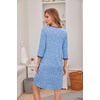 image:imageEkouaer Nightgowns for Women 34 Sleeve Nightgown Pleated SleepshirtsBlue White Floral