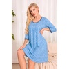 image:imageEkouaer Nightgowns for Women 34 Sleeve Nightgown Pleated SleepshirtsBlue White Floral