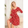 image:imageEkouaer Nightgowns for Women 34 Sleeve Nightgown Pleated SleepshirtsChristmas Elk