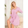 image:imageEkouaer Nightgowns for Women 34 Sleeve Nightgown Pleated SleepshirtsDark Pink