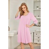 image:imageEkouaer Nightgowns for Women 34 Sleeve Nightgown Pleated SleepshirtsDark Pink
