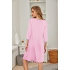 image:imageEkouaer Nightgowns for Women 34 Sleeve Nightgown Pleated SleepshirtsDark Pink