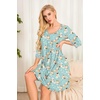 image:imageEkouaer Nightgowns for Women 34 Sleeve Nightgown Pleated SleepshirtsFloral Green