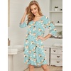 image:imageEkouaer Nightgowns for Women 34 Sleeve Nightgown Pleated SleepshirtsFloral Green