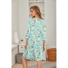 image:imageEkouaer Nightgowns for Women 34 Sleeve Nightgown Pleated SleepshirtsFloral Green