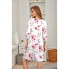 image:imageEkouaer Nightgowns for Women 34 Sleeve Nightgown Pleated SleepshirtsFloral Rose White