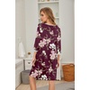 image:imageEkouaer Nightgowns for Women 34 Sleeve Nightgown Pleated SleepshirtsFloral Wine Red