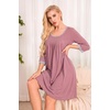 image:imageEkouaer Nightgowns for Women 34 Sleeve Nightgown Pleated SleepshirtsGray Purple Red
