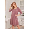 image:imageEkouaer Nightgowns for Women 34 Sleeve Nightgown Pleated SleepshirtsGray Purple Red