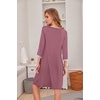image:imageEkouaer Nightgowns for Women 34 Sleeve Nightgown Pleated SleepshirtsGray Purple Red