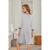 image:imageEkouaer Nightgowns for Women 34 Sleeve Nightgown Pleated SleepshirtsLight Grey