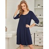image:imageEkouaer Nightgowns for Women 34 Sleeve Nightgown Pleated SleepshirtsNavy Blue