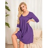 image:imageEkouaer Nightgowns for Women 34 Sleeve Nightgown Pleated SleepshirtsPurple