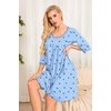 image:imageEkouaer Nightgowns for Women 34 Sleeve Nightgown Pleated SleepshirtsStar Moon Blue