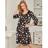image:imageEkouaer Nightgowns for Women 34 Sleeve Nightgown Pleated SleepshirtsWhite Red Floral
