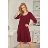 image:imageEkouaer Nightgowns for Women 34 Sleeve Nightgown Pleated SleepshirtsWine Red