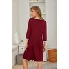 image:imageEkouaer Nightgowns for Women 34 Sleeve Nightgown Pleated SleepshirtsWine Red
