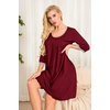 image:imageEkouaer Nightgowns for Women 34 Sleeve Nightgown Pleated SleepshirtsWine Red
