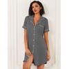 image:imageEkouaer Nightgowns for Women Bamboo Viscose Button Down SleepshirtsDark Grey