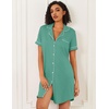 image:imageEkouaer Nightgowns for Women Bamboo Viscose Button Down SleepshirtsGreen