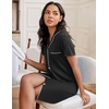 image:imageEkouaer Nightgowns for Women Button Down Night Gowns Short Sleeve SleepwearBlack