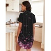 image:imageEkouaer Nightgowns for Women Button Down Night Gowns Short Sleeve SleepwearBlack Pink Flower