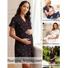 image:imageEkouaer Nightgowns for Women Button Down Night Gowns Short Sleeve SleepwearBlack Rose Cherry