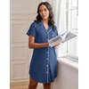 image:imageEkouaer Nightgowns for Women Button Down Night Gowns Short Sleeve SleepwearBlue