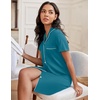 image:imageEkouaer Nightgowns for Women Button Down Night Gowns Short Sleeve SleepwearBlue Green