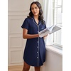 image:imageEkouaer Nightgowns for Women Button Down Night Gowns Short Sleeve SleepwearNavy Blue