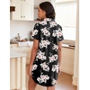 image:imageEkouaer Nightgowns for Women Button Down Night Gowns Short Sleeve SleepwearPink Flower