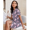 image:imageEkouaer Nightgowns for Women Button Down Night Gowns Short Sleeve SleepwearRed Flower