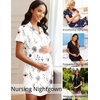 image:imageEkouaer Nightgowns for Women Button Down Night Gowns Short Sleeve SleepwearWhite Ash Flower