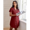 image:imageEkouaer Nightgowns for Women Button Down Night Gowns Short Sleeve SleepwearWine Red
