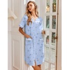 image:imageEkouaer Nightgowns for Women House Dress with Pockets Snap Front House CoatBlue Flowers