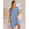 image:imageEkouaer Nightgowns for Women House Dress with Pockets Snap Front House CoatBlue Pink Floral