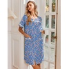 image:imageEkouaer Nightgowns for Women House Dress with Pockets Snap Front House CoatBlue Pink Floral