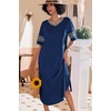 image:imageEkouaer Nightgowns for Women Long Nightgown Plus Size Moo Moos House DressDeep Blue
