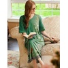 image:imageEkouaer Nightgowns for Women Long Nightgown Plus Size Moo Moos House DressGreen Ethnic Style