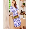 image:imageEkouaer Nightgowns for Women Long Nightgown Plus Size Moo Moos House DressPurple Watercolor Flowers
