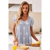 image:imageEkouaer Nightgowns for Women Short Sleeve Night Gown Comfy Sleep ShirtGray Stars
