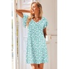 image:imageEkouaer Nightgowns for Women Short Sleeve Night Gown Comfy Sleep ShirtGreen White Flowers