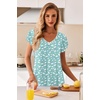 image:imageEkouaer Nightgowns for Women Short Sleeve Night Gown Comfy Sleep ShirtGreen White Flowers