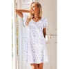 image:imageEkouaer Nightgowns for Women Short Sleeve Night Gown Comfy Sleep ShirtWhite Flowers