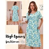 image:imageEkouaer Nightgowns for Women with Pockets Short Sleeve Henley SleepshirtsBlue Floral