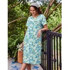 image:imageEkouaer Nightgowns for Women with Pockets Short Sleeve Henley SleepshirtsBlue Floral