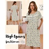 image:imageEkouaer Nightgowns for Women with Pockets Short Sleeve Henley SleepshirtsFloral and Leaf