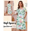 image:imageEkouaer Nightgowns for Women with Pockets Short Sleeve Henley SleepshirtsGreen Blue Floral